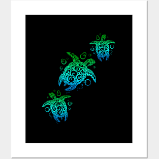 Hawaiian Honu Sea Turtles Beach Posters and Art